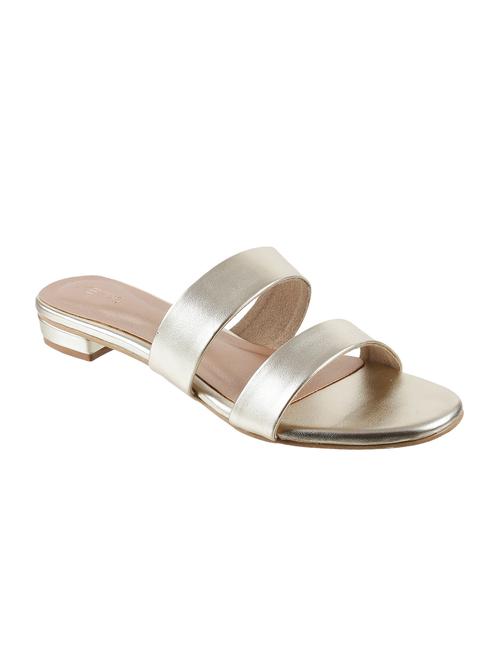 gold leatherette slip on sandals - 16911796 - Very Small Image - 1