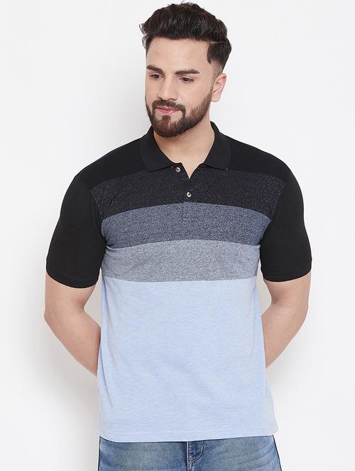 light blue color block polo t-shirt - 16912077 - Very Small Image - 1
