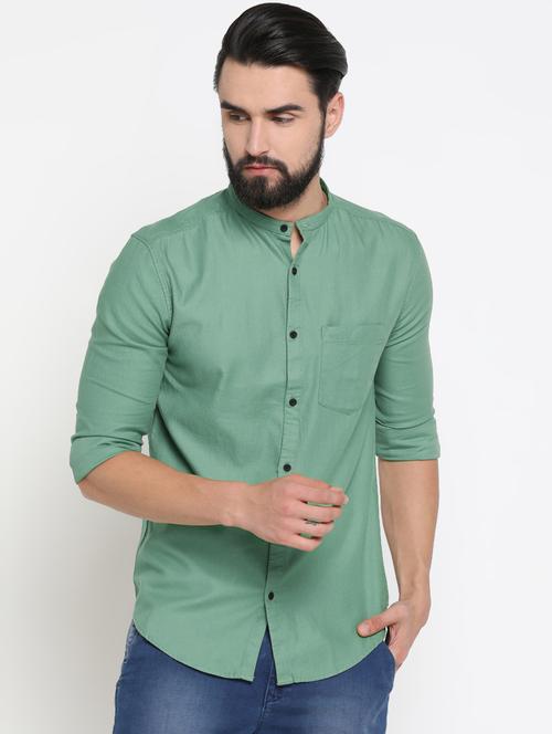 green solid casual shirt - 16912808 - Very Small Image - 1
