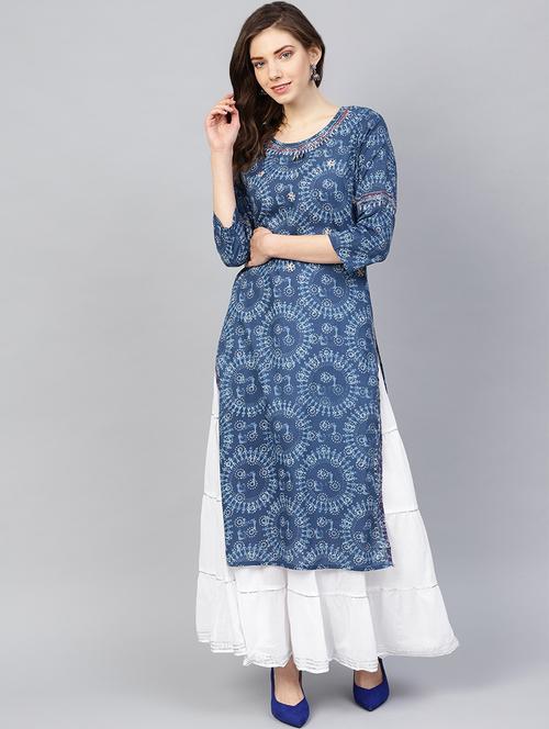 indigo kurta skirt set - 16913177 - Very Small Image - 1