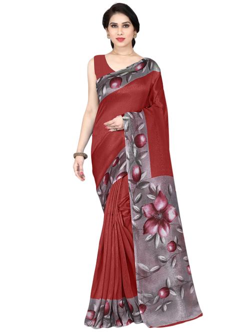 floral printed saree with blouse - 16913264 - Very Small Image - 1