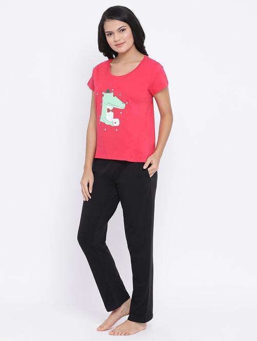 graphic tee with nightwear pajama set - 16913410 - Very Small Image - 1