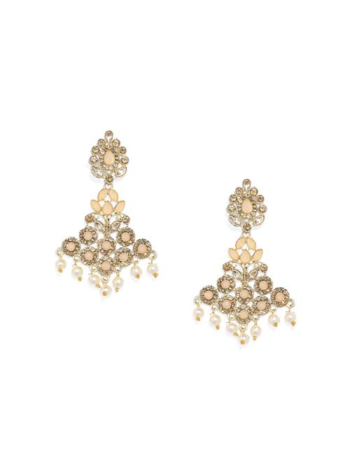 gold brass jhumka earring - 16913438 - Very Small Image - 1