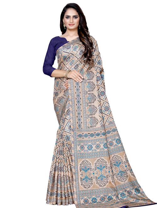 floral printed saree with blouse - 16913466 - Very Small Image - 1