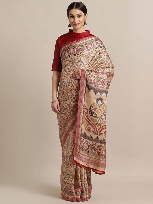 floral printed saree with blouse - 16913468 - Very Small Image - 1