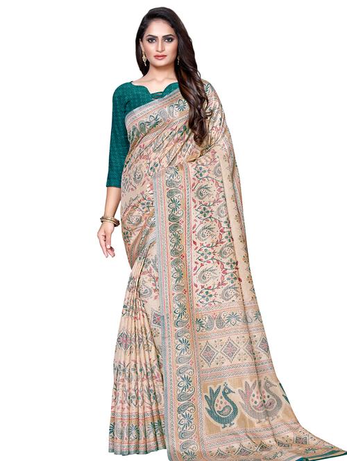 floral printed saree with blouse - 16913472 - Very Small Image - 1