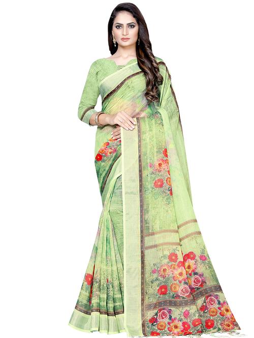 floral printed saree with blouse - 16913492 - Very Small Image - 1