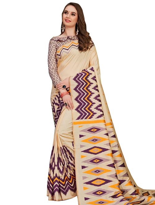 ikat printed saree with blouse - 16913500 - Very Small Image - 1
