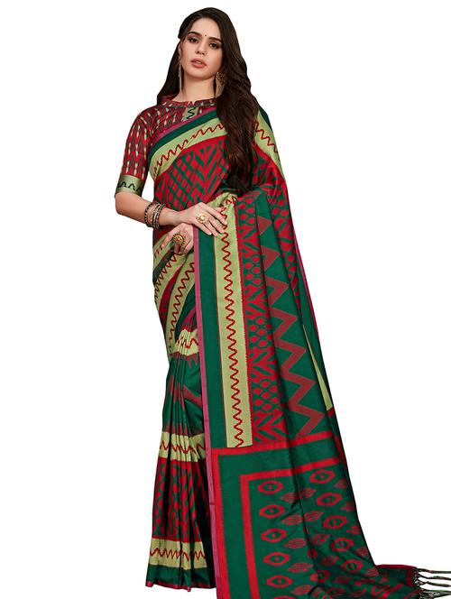 geometric printed saree with blouse - 16913504 - Very Small Image - 1