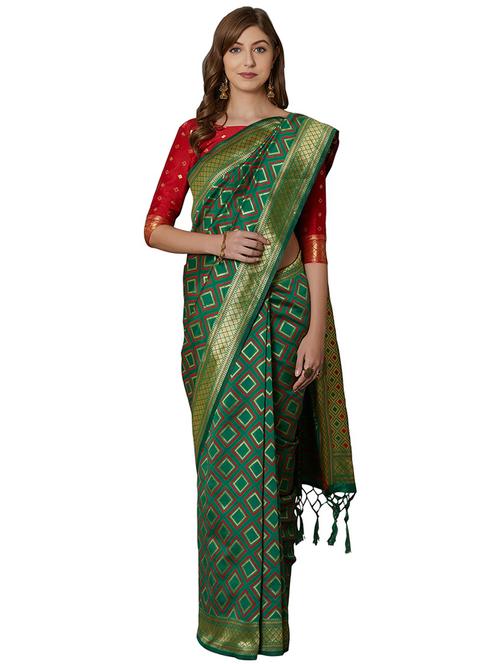 printed woven saree with blouse - 16913508 - Very Small Image - 1