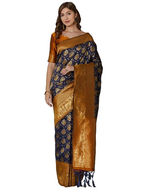 self design woven saree with blouse - 16913514 - Very Small Image - 1
