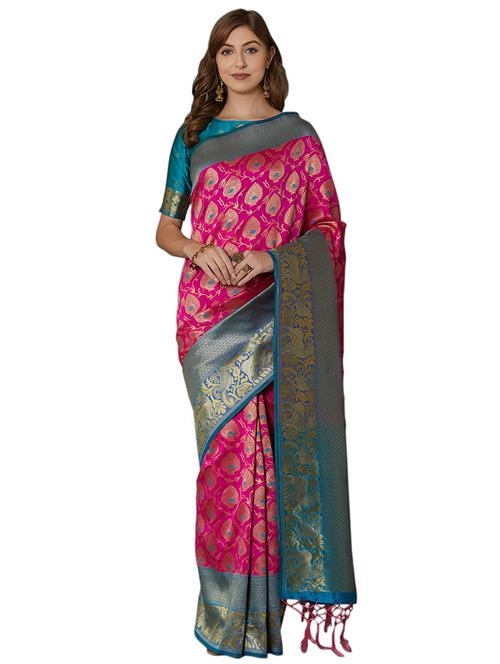 self design woven saree with blouse - 16913515 - Very Small Image - 1