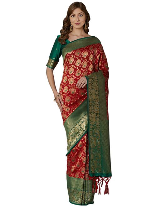 self design woven saree with blouse - 16913517 - Very Small Image - 1