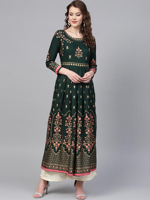 foil print anarkali kurta - 16913559 - Very Small Image - 1