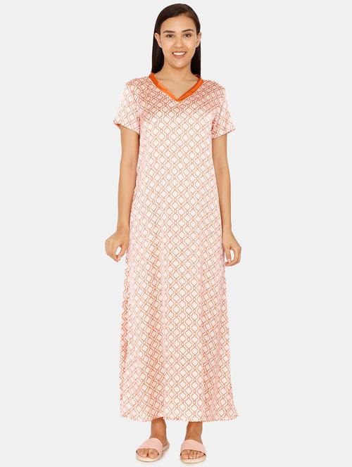 v-neck printed nighty - 16914067 - Very Small Image - 1