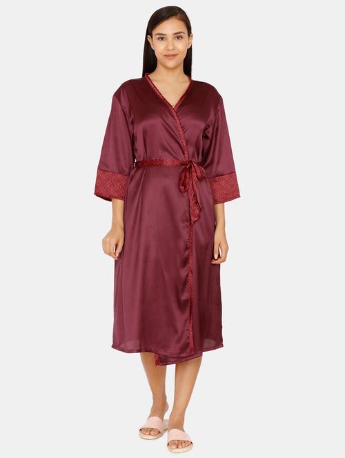 tie front contrast detail robe - 16914070 - Very Small Image - 1