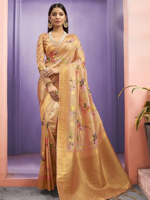 floral woven saree with blouse - 16914465 - Very Small Image - 1
