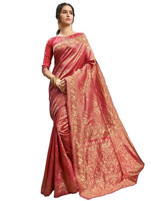 floral woven saree with blouse - 16914589 - Very Small Image - 1