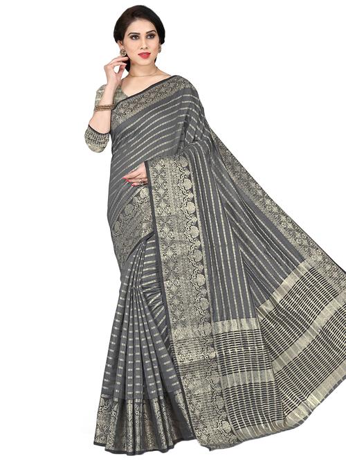 striped woven saree with blouse - 16914651 - Very Small Image - 1