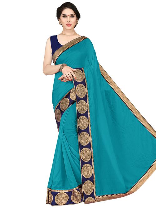 solid bordered saree with blouse - 16915023 - Very Small Image - 1