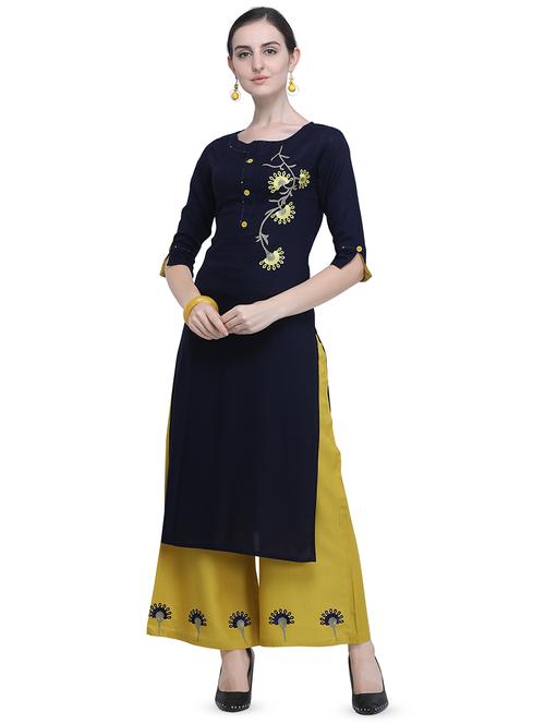 embroidered kurta palazzo set - 16915339 - Very Small Image - 1