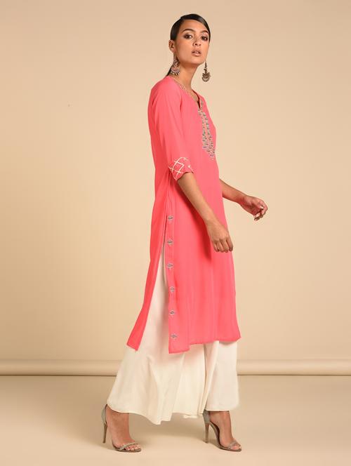 embroidered straight kurta - 16915343 - Very Small Image - 1