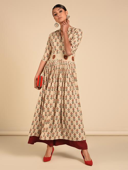 floral print flared kurta - 16915351 - Very Small Image - 1