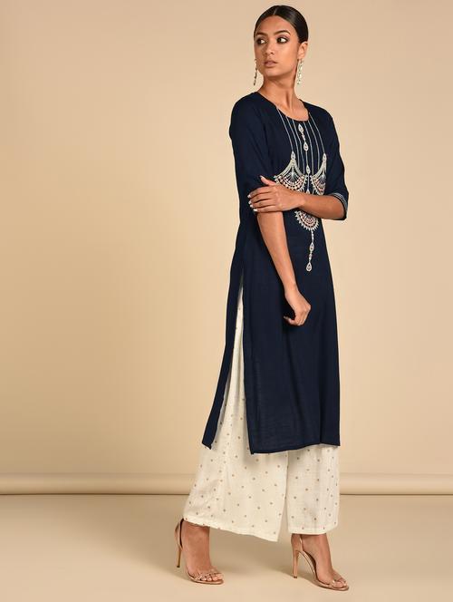 embroidered kurta palazzo set - 16915362 - Very Small Image - 1