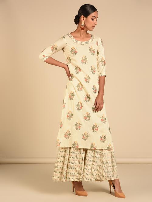 gold print kurta sharara set - 16915365 - Very Small Image - 1