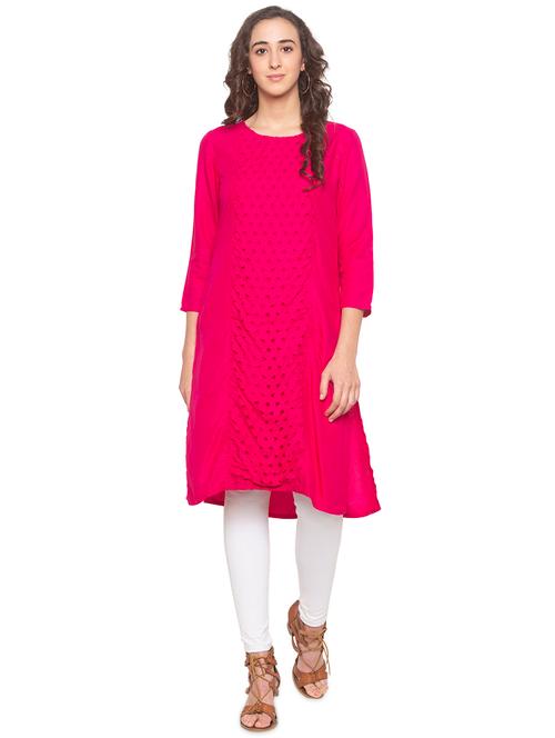 cutwork solid straight kurta - 16915534 - Very Small Image - 1