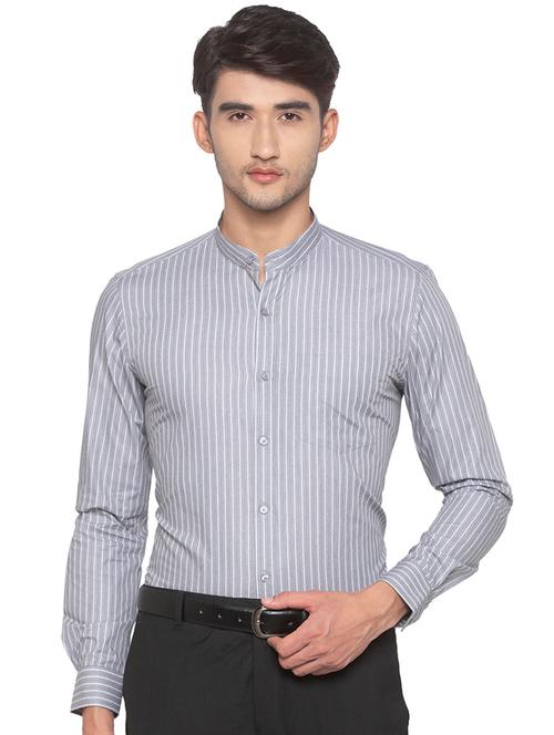 grey striped formal shirt - 16915584 - Very Small Image - 1