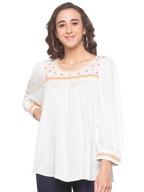 round neck embroidered peasant top - 16915611 - Very Small Image - 1
