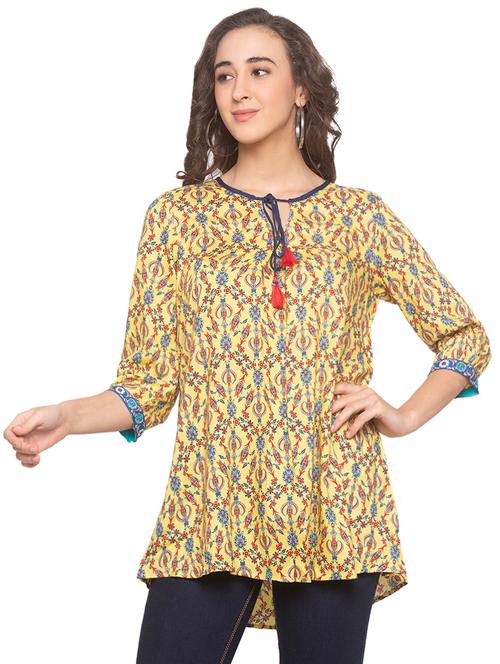 tie up neck printed tunic - 16915615 - Very Small Image - 1