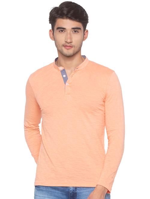 peach self design t-shirt - 16915637 - Very Small Image - 1