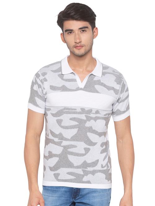 grey camouflage cut & sew collared t-shirt - 16915641 - Very Small Image - 1