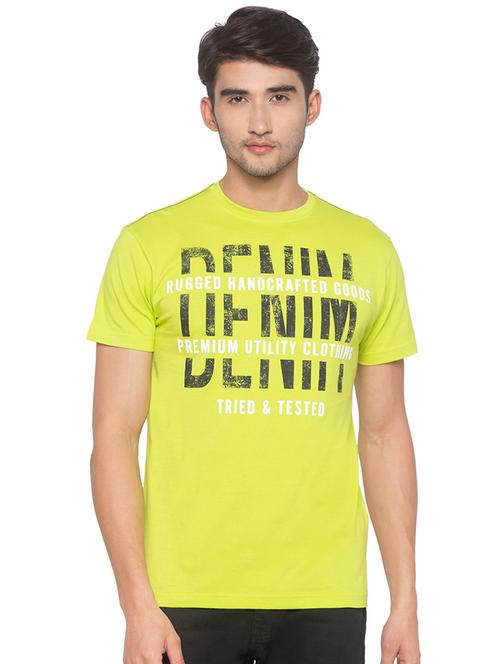yellow typographic chest print t-shirt - 16915647 - Very Small Image - 1
