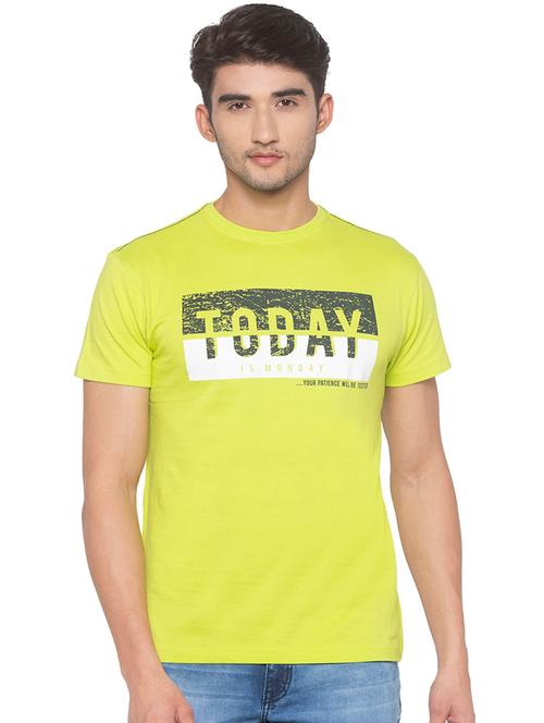 yellow typographic chest print t-shirt - 16915648 - Very Small Image - 1