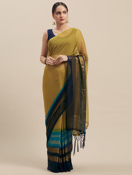 solid woven saree with blouse - 16915920 - Very Small Image - 1