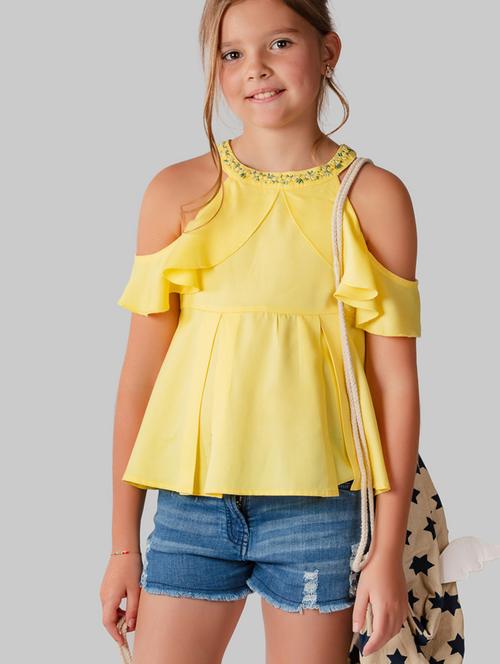 yellow cotton blend regular top - 16915973 - Very Small Image - 1