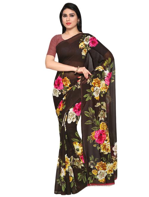 floral printed saree with blouse - 16917403 - Very Small Image - 1