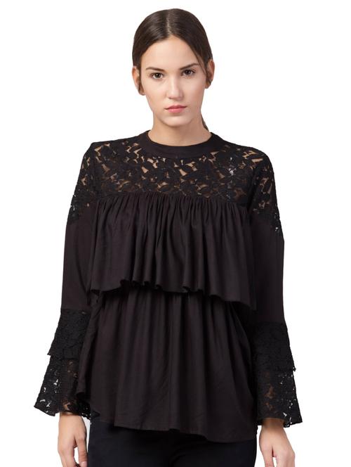 lace panel layered top - 16917430 - Very Small Image - 1