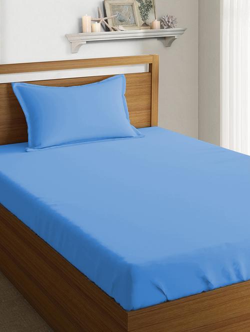 cotton satin single size elastic fitted sheet with 1 pillow cover - 16917553 - Very Small Image - 1