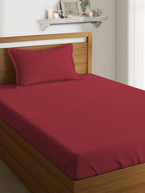 cotton satin single size elastic fitted sheet with 1 pillow cover - 16917560 - Very Small Image - 1