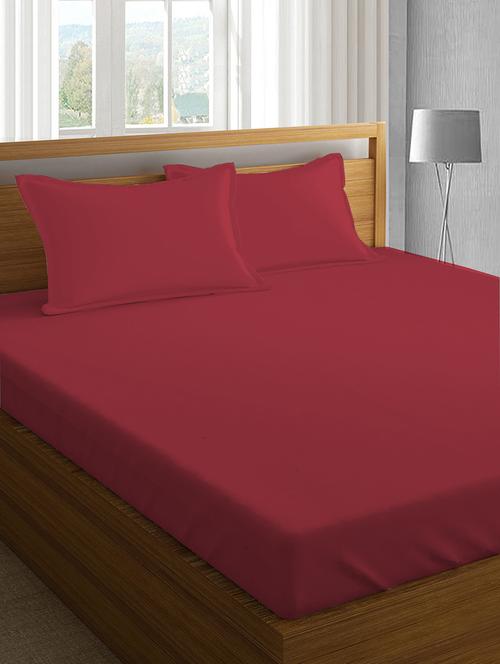 cotton satin queen size bed sheet with 2 pillow covers - 16917563 - Very Small Image - 1