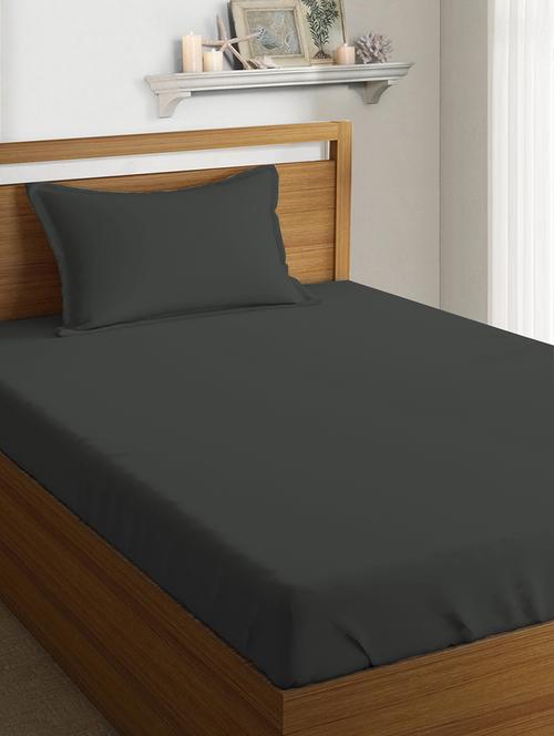 cotton satin single size elastic fitted sheet with 1 pillow covers - 16917581 - Very Small Image - 1