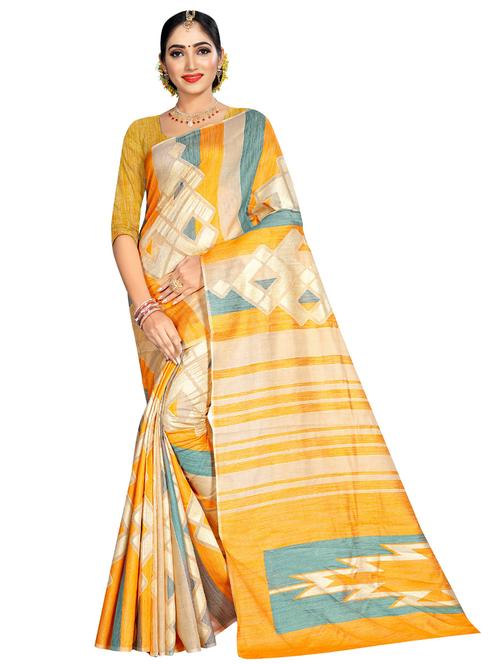 geometric printed saree with blouse - 16917680 - Very Small Image - 1