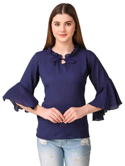 tie up neck bell sleeved top - 16917833 - Very Small Image - 1
