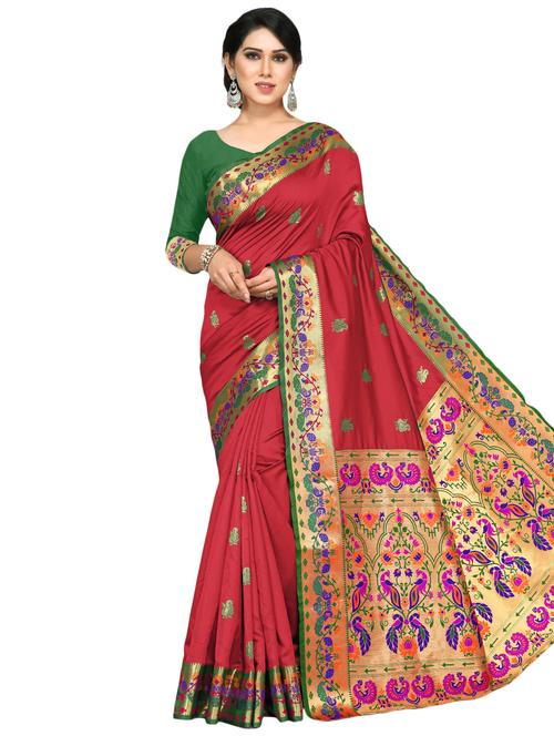 self design woven saree with blouse - 16917903 - Very Small Image - 1