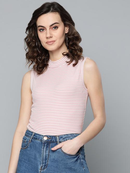 mock neck striped top - 16918380 - Very Small Image - 1