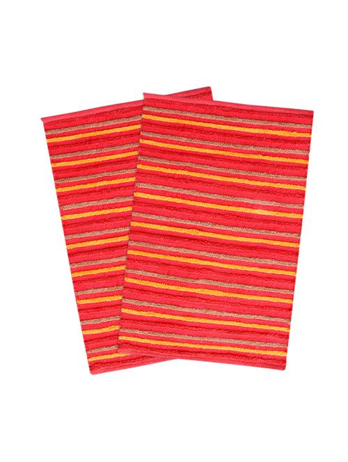 red stipe soft cotton bathmat (pack of 2) - 16918465 - Very Small Image - 1